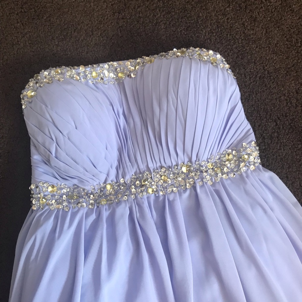 Strapless and backless prom dress